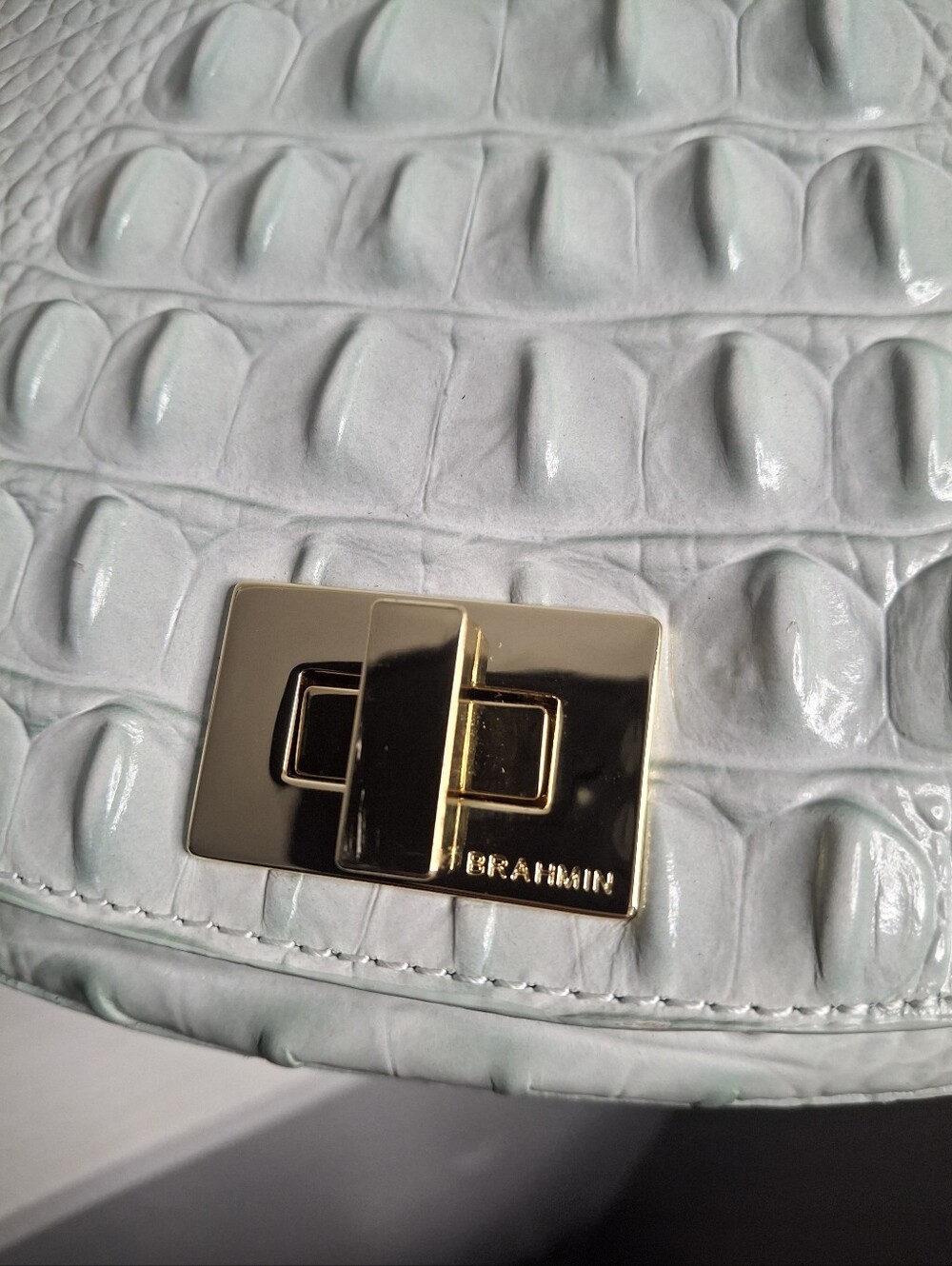 Brahmin Mini Sonny Sea Glass Melbourne Croc Embossed Leather Crossbody NWOT - Picture 4 of 7